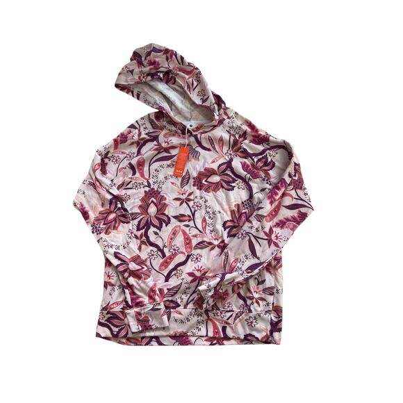 Sundry Pink Purple Floral Paisley Soft Hoodie Pullover Size 0 XS NWT - Picture 1 of 4